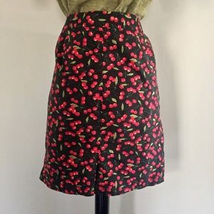 Vintage Cherry Print Wiggle Skirt w/ Pockets!